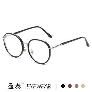 แว่นตา Yingtai กรอบทรงกลมแบบไม่สมมาตร วัสดุ TR90 กรอบเต็ม ป้องกันแสงสีฟ้า เลนส์ใส สำหรับทุกเพศ - Product Image 5