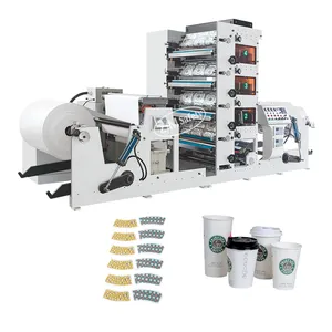 4 color label printing machine disposable paper cup fan flexo printing and punching machine printer for paper cups fan