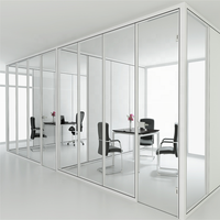 Frameless Clear Transparent Glass Partition Wall Full View Interior Glass Wall for Office