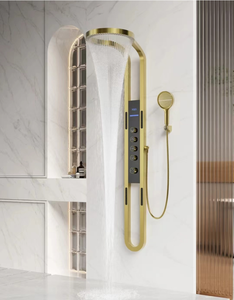 LEBED Système de douche cascade et pluie avec panneau, en laiton noir et cuivre, fixation murale, multifonction, modèle 2025, très populaire sur <span class=keywords><strong>TikTok</strong></span> - Product Image 5