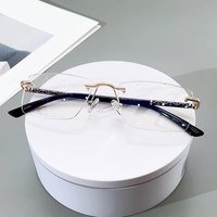 Qingqing 2025 luxe lunettes sans monture pour hommes bloqueurs de lumière bleue alliage d'or ordinateur Simple carré adultes solide lunettes