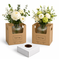 Boîte à fleurs en carton de qualité supérieure pour la vente en gros, avec poignée, pour emballer des bouquets de plantes en pot, destinée au marché américain.