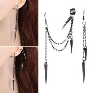 Stainless Steel Spike <b>Clip</b>-On Earrings Punk Gothic Style Dangle Ear <b>Hooks</b> Unisex Fashion Jewelry - Product Image 1