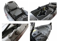 Kayak de pêche à pédales Viking monoplace en plastique rigide avec aileron, coque en HDPE avec aileron, et moteur électrique