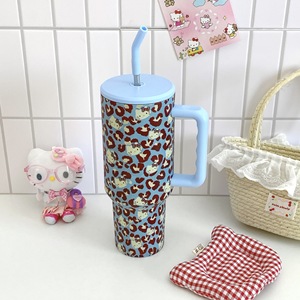 卡通图案 40 盎司 猫印花保温杯 儿童水瓶 水杯 带手柄 保温杯 节日礼物 - Product Image 4