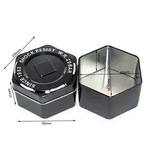 Food Grade Special Shape Tin Packaging For Jewelry Watch Custom Tin Box Hexagon