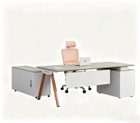 Bureau en bois simple et moderne pour patron ou gestionnaire Mobilier de superviseur moyen avec panneau en bois élégant et chaise