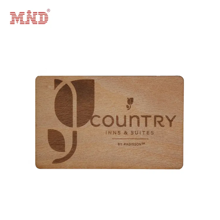 Tarjeta Rfid de madera de bambú con material ecológico personalizado 13,56 MHz 1K 4K Chip grabado con láser Nfc Wood