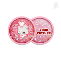 Sous-verre rond en acrylique à paillettes liquides, design personnalisé Kawaii Anime, fourniture d'usine