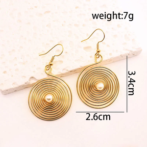 Pendientes colgantes de acero inoxidable 304 con diseño geométrico y gemas chapadas, estilo casual y elegante para mujer, accesorio de moda, 1 par - Product Image 5