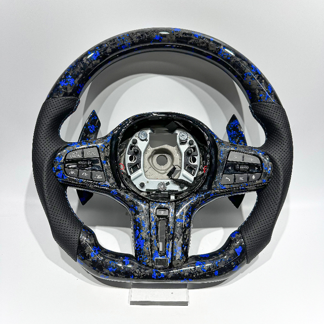 Factory Direct Sale Blue Forged Carbon Fiber Genuine Leather Sports Steering Wheel for BMW G20 G21 G22 G23 G26 G80 G81 G82