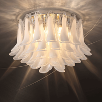 Lampe de plafond en verre blanc en forme de fleur, style européen, luxe léger, fabrication artisanale, style Murano français, contrôle intelligent