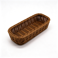 Panier à ustensiles marron en rotin PP tressé à la main, écologique, de qualité alimentaire, étanche et peu encombrant, pour couteaux, fourchettes et baguettes