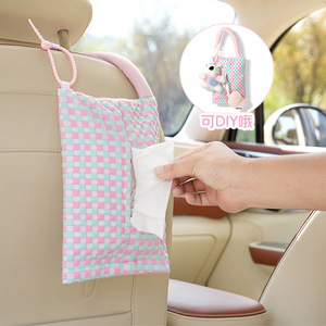 Bolsa colgante para pañuelos de coche, caja de pañuelos colgante multifuncional, bolsa de tela creativa para pañuelos para accesorios interiores de coche - Product Image 1