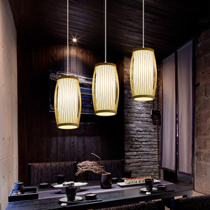 Lampe suspendue ovale en bambou de style chinois, E27 Led, à tête unique, pour restaurant, maison d'hôtes, couloir, éclairage décoratif - Product Image 2
