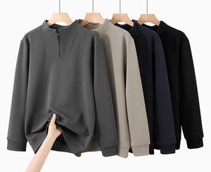 <span class=keywords><strong>Sweat</strong></span>-shirt de sport pour <span class=keywords><strong>homme</strong></span> tendance, demi-zip, uni noir, <span class=keywords><strong>sans</strong></span> <span class=keywords><strong>capuche</strong></span>, <span class=keywords><strong>veste</strong></span> de travail avec col montant, vêtements - Product Image 1