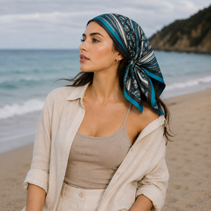 All Seasons Women Reversible <b>Silk</b> <b>Square</b> <b>Scarf</b> Digital Print Fashion Adult European American Breathable Pattern Daily Wear - Product Image 2