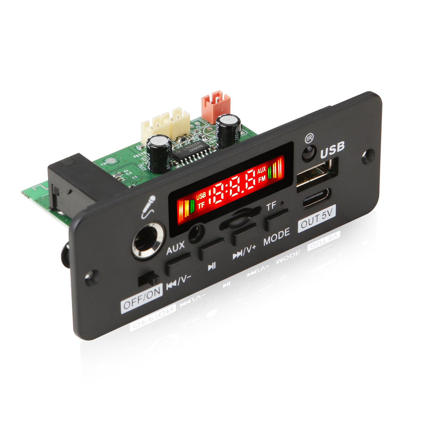 Car MP3 Player Bluetooth 5.0 Decoder Board – 2x15W Amplifier With USB, TF, FM, Remote