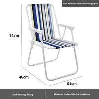 Vente en gros de chaise pliante d'extérieur à ressort, légère et portable pour l'été, plage, pelouse, pique-nique, dossier pliable à rayures, chaise de camping