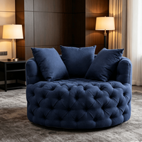 Fauteuil individuel pivotant de style américain, minimaliste et luxueux, en velours capitonné, moderne, rembourré en éponge, pour salons.
