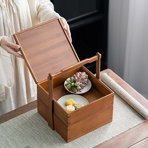 Wooden Mid-Autumn Festival Mooncake <b>Gift</b> <b>Box</b>, Hand-held Multi-layered Mooncake and Chinese Pastry <b>Gift</b> <b>Box</b> - Product Image 4
