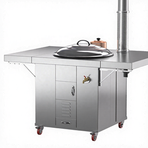 Многофункциональная уличная печь из нержавеющей стали с медным водонагревателем и воком для обогрева и приготовления пищи - Product Image 3