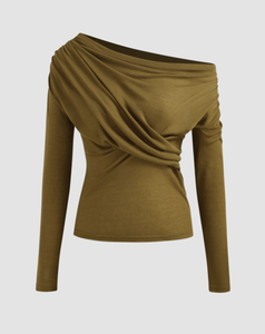 Da donna asimmetrico <span class=keywords><strong>monospalla</strong></span> <span class=keywords><strong>manica</strong></span> <span class=keywords><strong>lunga</strong></span> tinta unita allentata Casual traspirante Logo con scollo a V estivo - Product Image 6