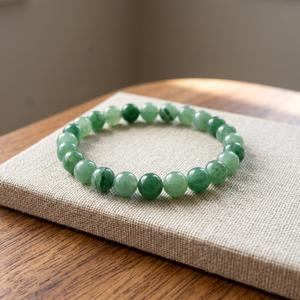 Handmade Beaded Bracelet with 8mm Green Aventurine Gemstones Includes Gift Bag and Healing Card for Positive Energy - Product Image 3