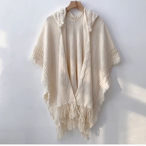 Chal con capucha de estilo bohemio para mujer, capa de punto cálido de poliéster para viajes de primavera, Otoño e Invierno - Product Image 2