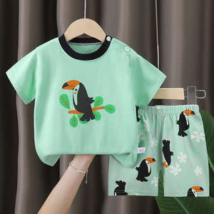 Bộ đồ hè hai mảnh cho bé trai bé gái chất liệu <span class=keywords><strong>cotton</strong></span> 100%, áo thun ngắn tay và quần đùi, kiểu dáng năng động - Product Image 4