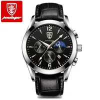 Vente en gros de montres chronographes à quartz de luxe pour hommes Poedagar 829, étanches 3ATM, bracelet en alliage et cuir avec bracelet en acier inoxydable