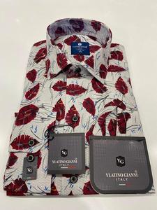เสื้อเชิ้ตลำลองพิมพ์ลายผู้ชาย ผ้าฝ้าย 100% ทรงเข้ารูป แขนยาว ติดกระดุม คอปก ใส่ได้ในฤดูใบไม้ผลิ - Product Image 1