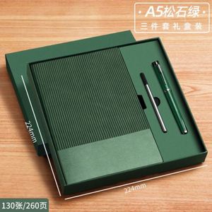 Promotional Branded Logo Grey Leather Hardcover Notebook Diary With Gift Box Package Luxury <b>Journal</b> Pen USB Box Case Suit - Product Image 4