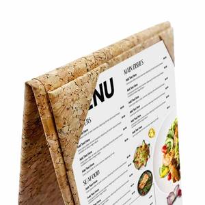 Cubierta de menú de doble cara personalizada de cuero PU del fabricante, soporte de exhibición de menú de cuero, soportes de mesa para menús - Product Image 2