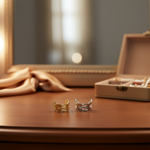 Clip para Oreja con Diseño de Mariposa, Plata, Oro, Acero, Unisex, para Uso Diario, Tipo Cufflinks - Product Image 3