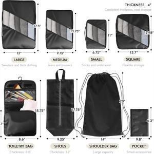 Juego <span class=keywords><strong>de</strong></span> 8 Organizadores <span class=keywords><strong>de</strong></span> Maletas con Diseño Cuadrado, Bolsas <span class=keywords><strong>de</strong></span> Almacenamiento para Ropa y Viajes - Product Image 2