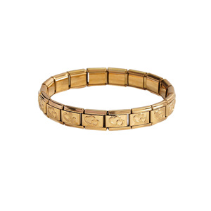 Italian Modular Bracelet Gold Plated Heart Pattern Stainless Steel Unisex Jewelry Accessory - Product Image 5