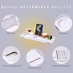 Étagère extensible pliable Plateau de baignoire Spa Baignoire Caddy Organisateur Blanc Baignoire Plateau Table - Product Image 4