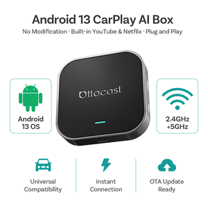กล่อง Ottocast Otto Plus Wireless Carplay AI Box 3in1 รองรับ Android Auto 4GB 64GB รองรับซิมคู่ อัปเกรด FOTA ระบบ Android 13 แบบพกพา สำหรับตัวแทนจำหน่ายแบรนด์ - Product Image 1