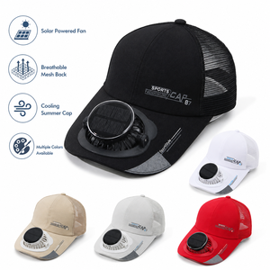 Rechargeable Hat Solar <b>Powered</b> Baseball Cap Breathable <b>Mesh</b> Cooling Cap With Built In Fan Custom Logo Outdoor Gift - Product Image 1
