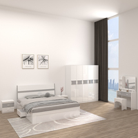 Neue Mode King Size Schlafzimmer Set 1,8 m weiß Bett Zimmer Möbel Set hoch glänzend Lagerung Kingsize-Bett Set Möbel