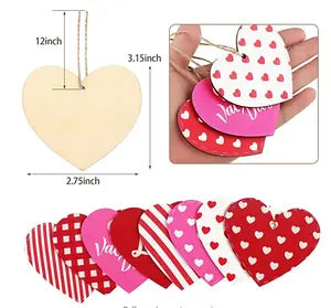 10 pièces 7cm saint valentin limité en bois couleur impression amour pêche coeur artisanat décoratif