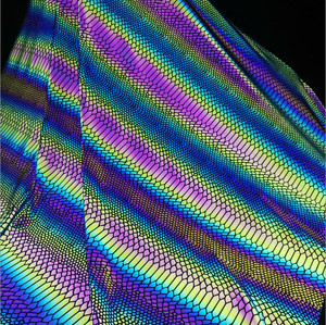 4 Cách Đàn Hồi Phản Xạ Vải Cho Quần Áo Khiêu Vũ Cao Ánh Sáng Đầy Màu Sắc Trong Kho Snakeskin Phản Xạ Vải Cầu Vồng Màu In Ấn - Product Image 2