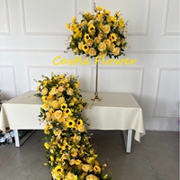 W-D014  Rangkaian Bunga Tiruan Warna Kuning untuk Dekorasi Meja Pernikahan dan Pesta