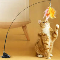 Jouet interactif pour chat Playpal avec base à ventouse puissante, tige flexible et plume aléatoire – Produits d'amusement pour animaux de compagnie