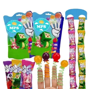 Anillo Pop Bulk Pascua caramelo piruleta venta al por mayor Halal divertido juguete Spinning dedo duro piruleta sabor afrutado dulces