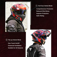 Casque de moto ABS intégral rabattable homologué DOT avec doublure lavable et double visière pour la course et les accessoires moto