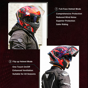 Casco <span class=keywords><strong>de</strong></span> Motocicleta ABS Integral Abatible con Forro Lavable y Doble Visera para Carreras y Accesorios <span class=keywords><strong>de</strong></span> Motocicleta - Product Image 2