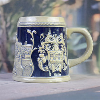 Chope à bière réutilisable en porcelaine classique de qualité supérieure, écologique, compatible lave-vaisselle, avec couvercle en aluminium, origine Fujian, armoiries de la République tchèque