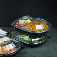 Contenedor Desechable de PP para Comida Bento de 3 Compartimentos, Tapa Antivaho, Apto para Horno y Microondas, Portátil, para Alimentos Enlatados, Sushi, Hamburguesas